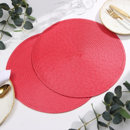 Set of napkins 2 pcs. Dolyana "Classic", central red, D 38 cm-1