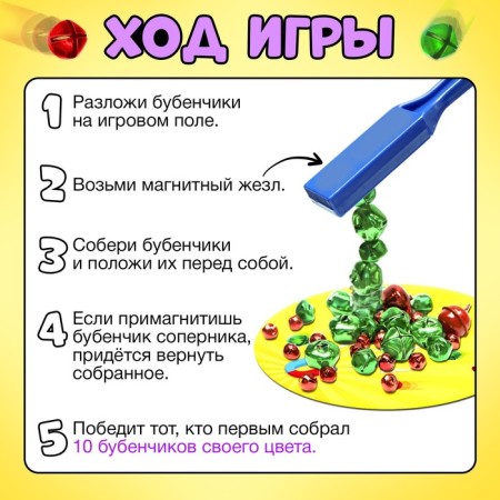 Board game "Mrs. Magnet" with magnetic wand, 2-4 players, 4+-2