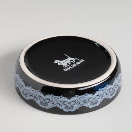Ceramic bowl with an ornament 200 ml 12 x 3 cm, beige-black-4