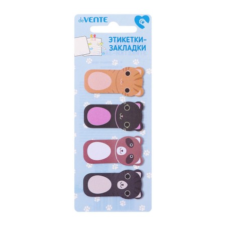 Bookmarks with adhesive edge (stickers), 23 x 45 mm, 4 colors of 20 sheets, paper, Devente "cats", in a plastic bag-5