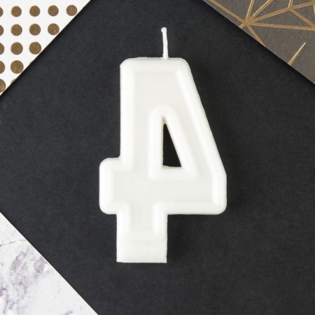 A candle for a cake, a number with a color application of 4 "Happy Birthday".