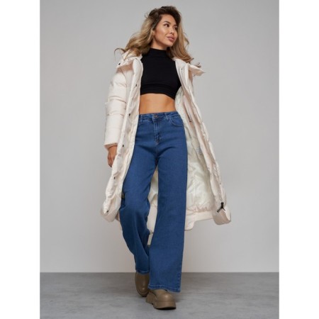 Coat insulated winter female, size 42, beige color-20