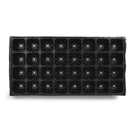 Cassette for seedlings, 32 cells, 110 ml, plastic, black, 53.5 × 27 × 5.5 cm, Greengo-7