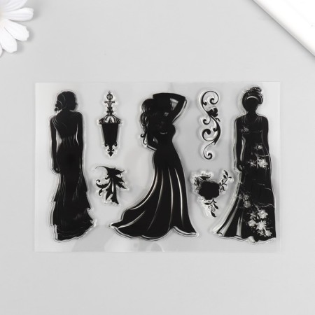 Stamp for creativity Silicon "Girls in evening dresses" 16x11 cm