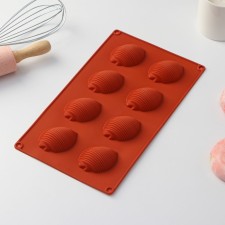 Baking uniform “Shell”, silicone, 29 × 17 × 2 cm, 8 cells (6 × 4.5 × 2 cm), brown color