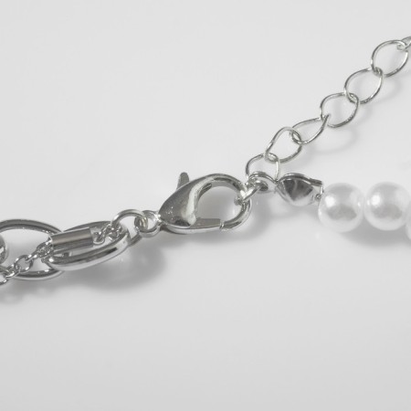 The necklace "drop" flower, white-green color in silver, 35 cm-2
