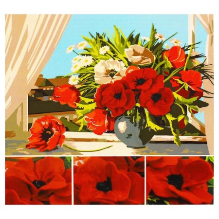 Picture on numbers with additional elements "Bouquet of poppies", 30x40 cm-6