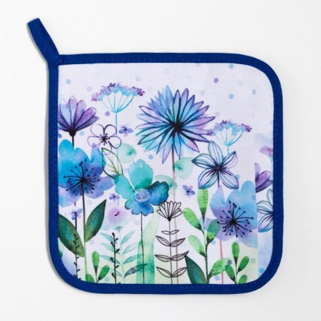 Kitchen "Blue Flowers" mittens-seizure 20x28cm, 19x19cm tack, 100% HL-3