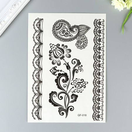 Tattoo on the body Black "Mehendi" mix 29x17 cm-1