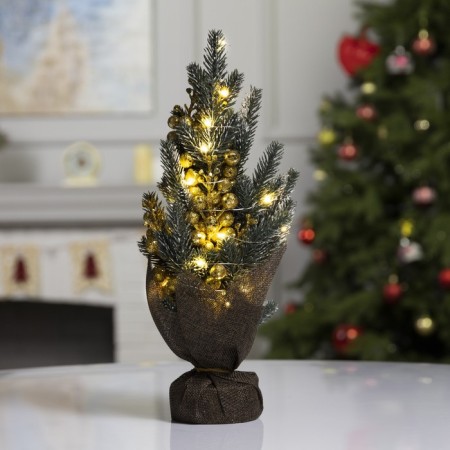 LED figure "Christmas tree with golden decor", 14 × 35 × 7.5 cm, plastic, batteries CR2032x2, glow warm white