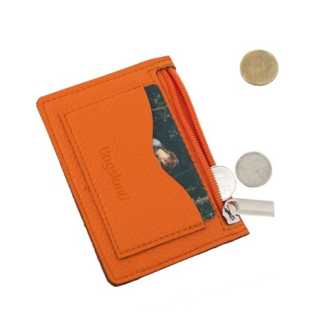 Cartholder, genuine leather, orange 11x8x1 cm-1