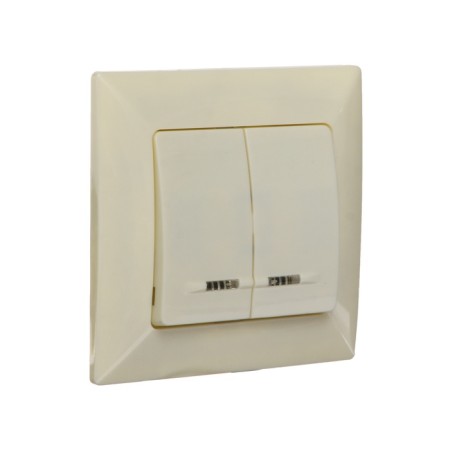 Luazon Lighting "Antei" switch, 10 A, 2 keys, hidden, backlight, beige-1