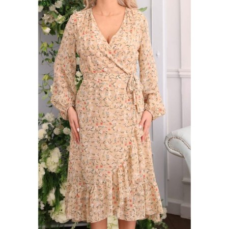 Female dress, size 52, beige color-9