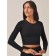 Crop Top female with long sleeves Crop Top Manica Lunga, size 48, black color