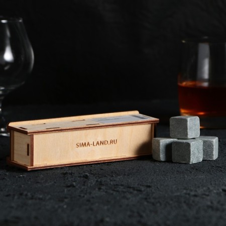 Woods for whiskey in a wooden box "Man 100%", 4 pcs-1