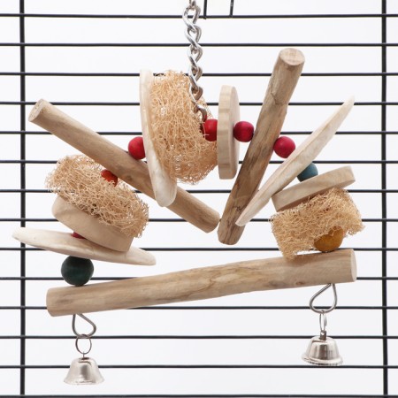 Toy for birds with lufa and mineral stone, 20 x 15 cm-3