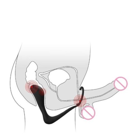 Anal plug with an erective ring, prostate stimulator, software, silicone, black-6