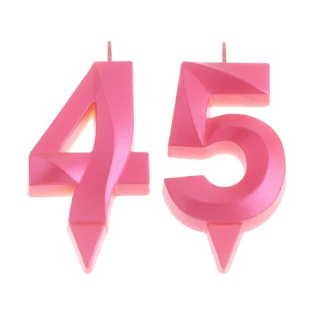 Candle in the cake jubilee "line" (set 2 in 1), number 45 /54, pink metallic, 6.5 cm-2