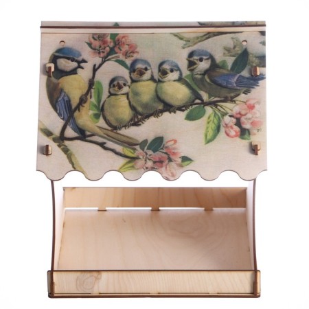 Bird feeder "Bird and chicks", with print, 24 × 24 × 27 cm-2