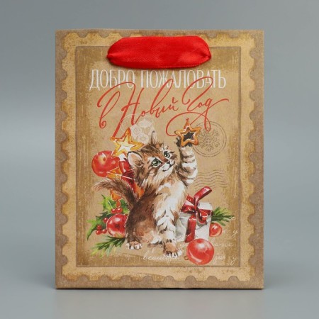 Craft vertical package “Welcome to the New Year”, S 12 x 15 x 5.5 cm, New Year-4