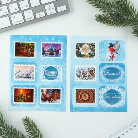 Gift New Year's set "Fairy Tale": notebook, pencils, stickers and icon-5