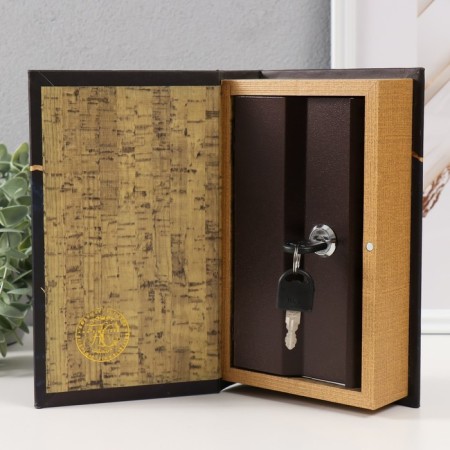 Safe-book wood, leatherette "Golden contribution" 21x13x5 cm-3
