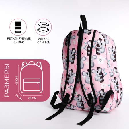 School backpack from textiles, 3 pockets, pink color-1