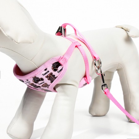 A set with a soft slope "Damon", size m, leash 120 x 1.2 cm, pink-3