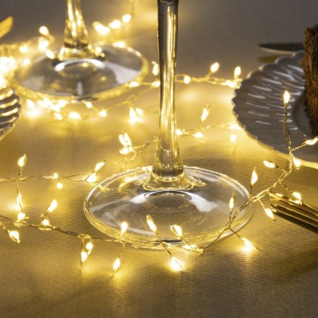 Garland "tinsel" 1 m dew, ip20, silver thread, 100 led, warm white glow, 2 modes, aah3-1