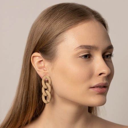 Earrings Metal "Chain" delight, the color is light brown-2