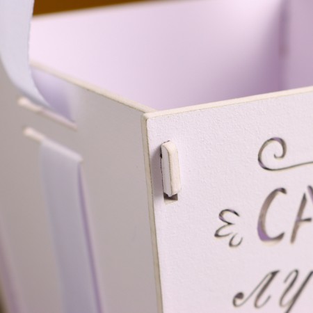 Wooden Kashpo "The Best Mom" ​​(12*12*10.5) Lilac pastel-white-4