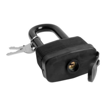 Castle with a hinged lockland, 65 mm, moisture -proof, long puff, 2 keys, black color black-3