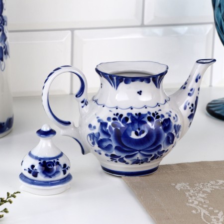 Custard kettle "Bud", small, 18x14.5x9.5 cm gzhel-1