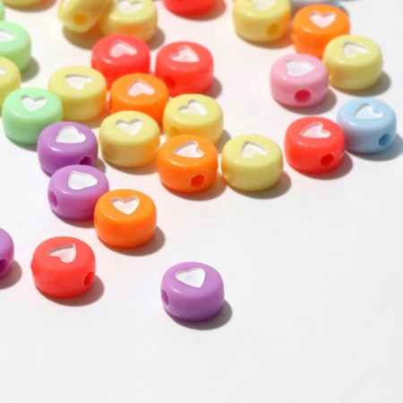 Acrylic bead "heart", 7 × 4 mm, set 10 g, color mix-1