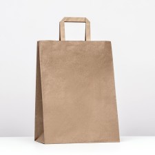 Paper package, flat handle Kraft 26 x 15 x 35 cm, 90 g/m²