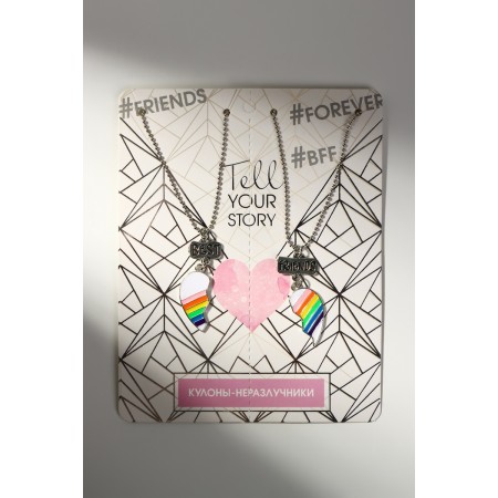 Kulons "Demetrons" Rainbow in the heart, colored in silver, l = 45 cm-4