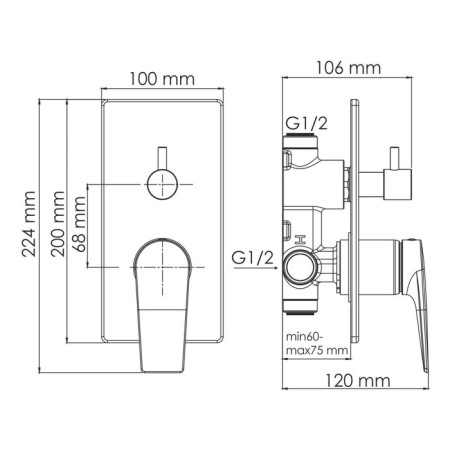 Shower mixer Wasserkraft 5571, single -leaf, without watering can, built -in, matte gold-1