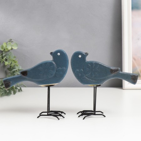 Souvenir ceramics "birds" Blue matte set 2 pcs 16.5x6x17 cm