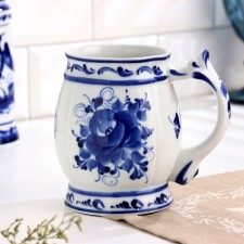 Beer mug aut. Sukhorukova E.B., 13x9x12 cm, 660 ml, 1 variety, gzhel