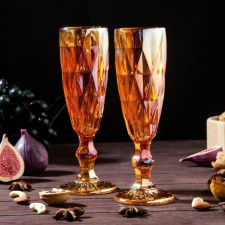 A set of glasses for champagne magistro “cruise”, 160 ml, 7 × 20 cm, 2 pcs, the color of amber