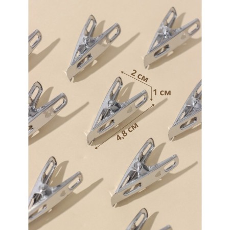Clothespins of linen shade, 4.5 cm, 20 pcs, silver color-1