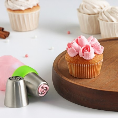 Konfinett confectionery nozzle "Flower", d = 3.7 cm, output d = 2.4 cm, stainless steel-1