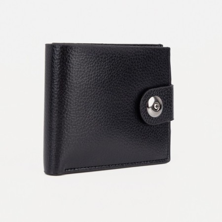 Male purse for magnet, department for bills, for maps, for coins, black color