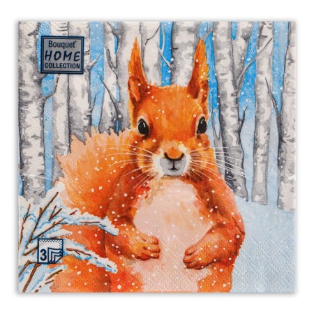 New Year's napkins Paper Home Classic "Squirrel", 3 layers, 33x33 cm, 20 pcs-1