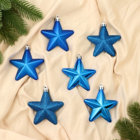 Set of jewelry plastic 6 pcs "Starfall" 8 cm, blue