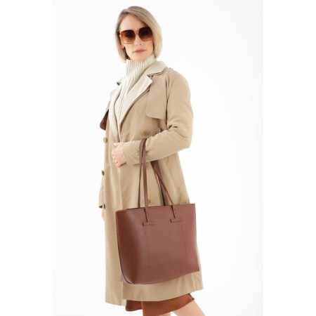 Zipper bag with zipper, brown color-3