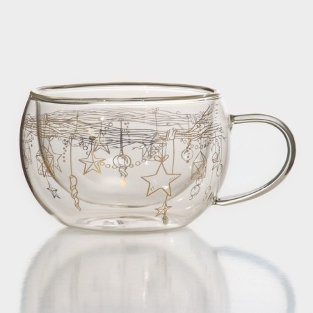 Glass mug with double walls Magistro “Lidi. Garland ", 300 ml