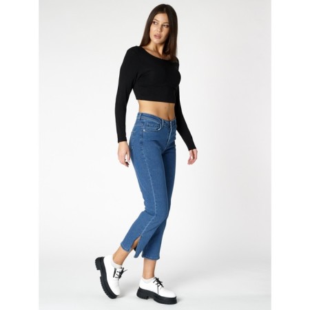Women's cool jeans with a high -waist of blue, size 44-1