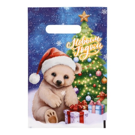 Polar New Year package, polyethylene with a cut pen, 20x30 cm, 30 μm