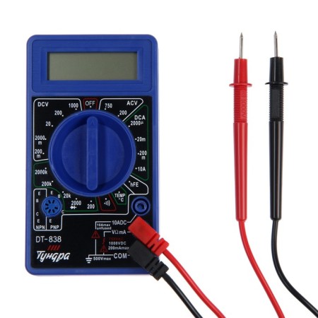 Tundra multimeter, DT-838, ACV/DCV, DCA, 200-2Mω, Broken, TEMP C °-7